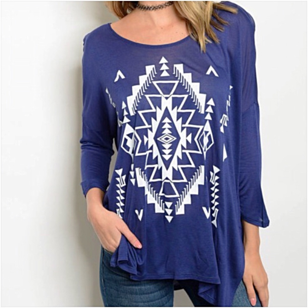 ‼️SALE Boho Tribal Flowy Lightweight Tunic Top SML - Picture 5 of 7